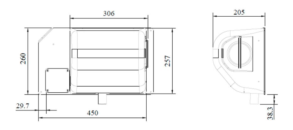 Drawing showing the dimensions of the wall mounted JetBlack Safety Personnel Cleaning station